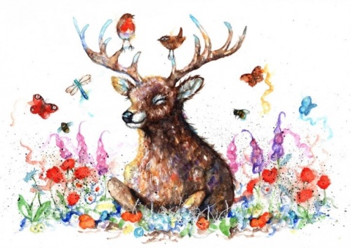 Woodland Stag A6 Watercolour Print